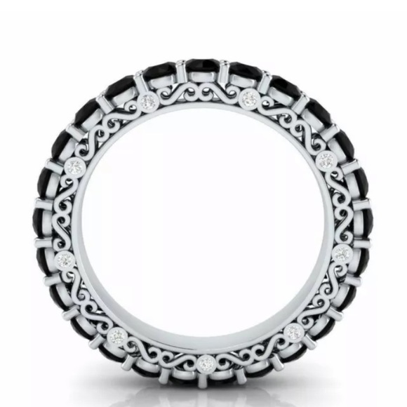 Lilith Black Sapphire Eternity Band Stacking Ring - Picture 2 of 8